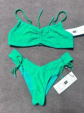Blackbough Swim Sophia swimsuit in Green TerryTop Large Bottoms Medium